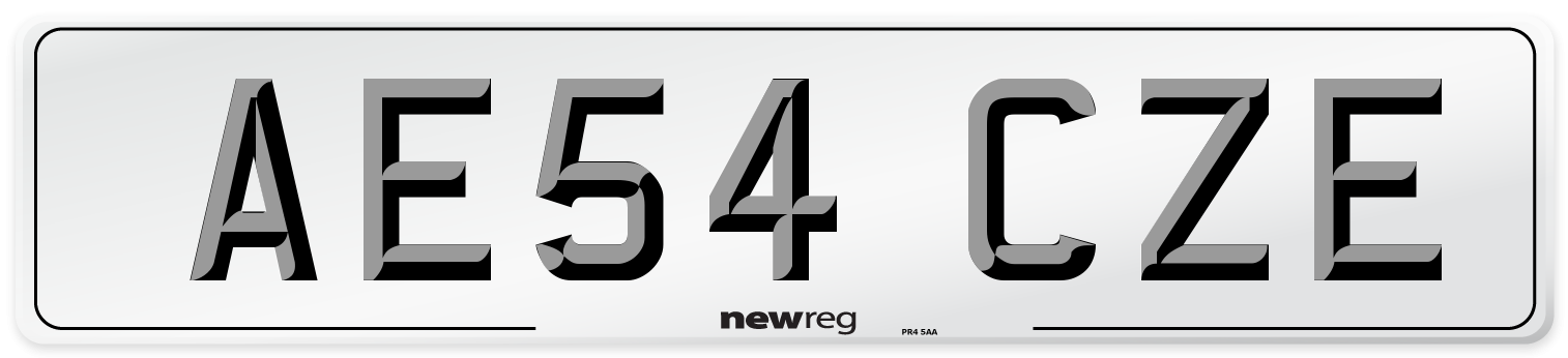 AE54 CZE Number Plate from New Reg